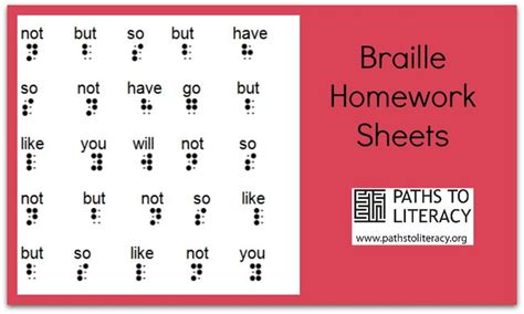 Braille Homework Sheets Braille Braille Activities Braille Literacy