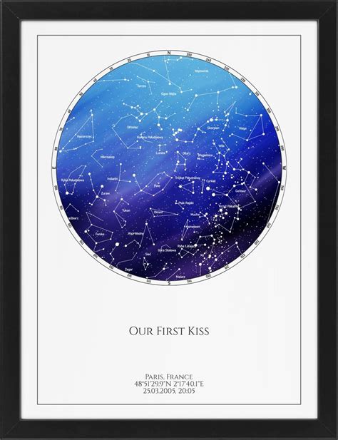 Mapa układu gwiazd Prezent na ślub Personalizowany Obrazek z ramką
