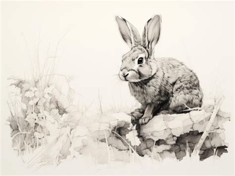 Premium AI Image | Artistic drawing of a hare head with flowers on a ...