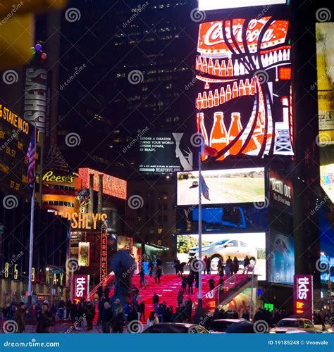 Times Square and Broadway Theaters at Night Editorial Stock Photo - Image of downtown, cinema ...