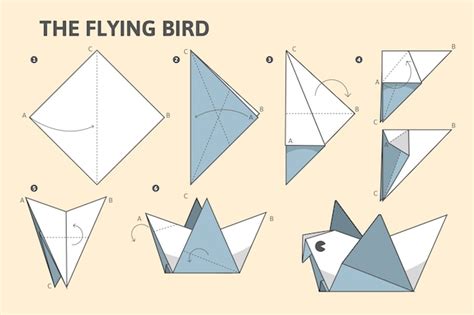 Free Vector Flat Design Origami Instructions Illustration