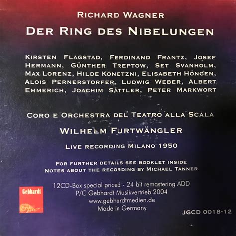 Der Ring Des Nibelungen Scala 1950 Richard Wagner Wilhelm