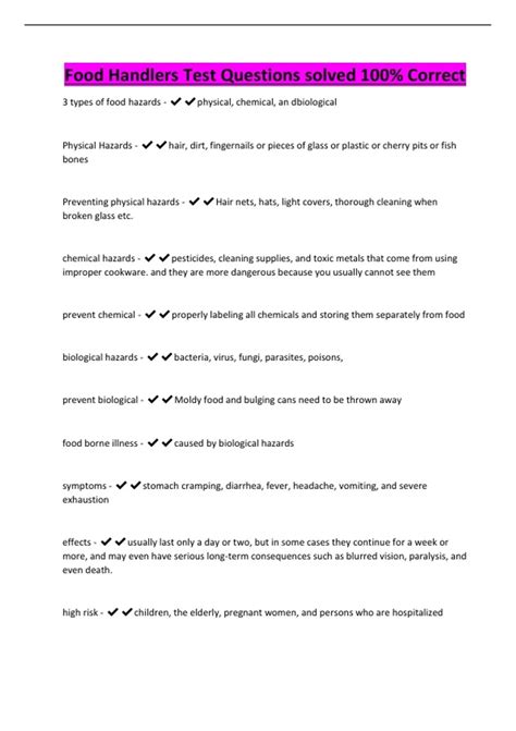 questions on food handlers test 11