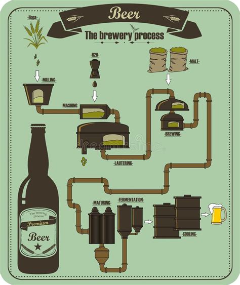 El Proceso De La Cervecería De La Cerveza Ilustración del Vector