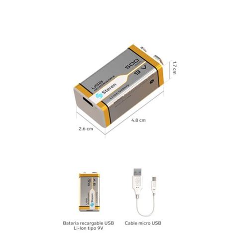 Bater A Recargable Usb Li Ion Tipo V Cuadrada De Mah Bat Li V