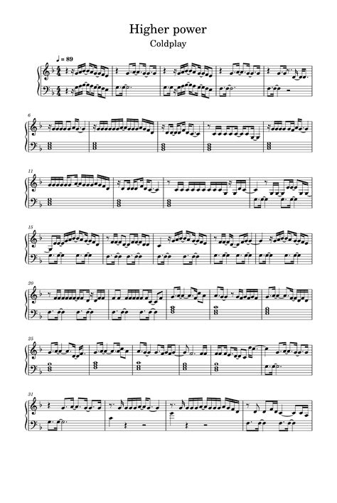 Higher Power Arr Coldplay By Guy Berryman Sheet Music For Piano Solo