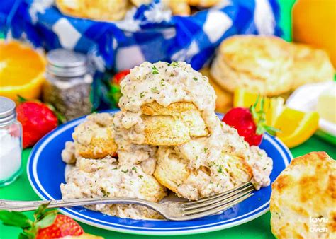 Homemade Biscuits and Gravy • Love From The Oven