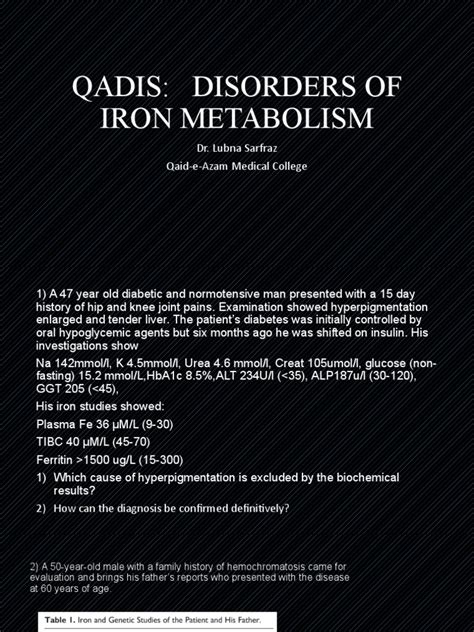 Disorders of Iron Metabolism | PDF | Anemia | Diseases And Disorders