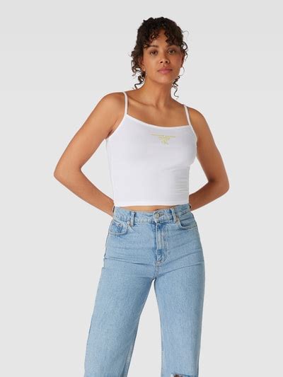 Calvin Klein Jeans Top Met Labelprint Model Strappy In Wit Online