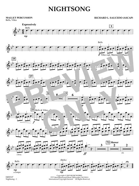 Nightsong Mallet Percussion By Richard L Saucedo Sheet Music For