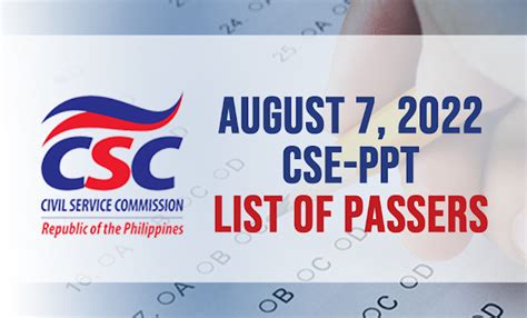 Civil Service Exam Ph Exam Results August 7 2022 Civil Service Exam Cse Ppt List Of Passers