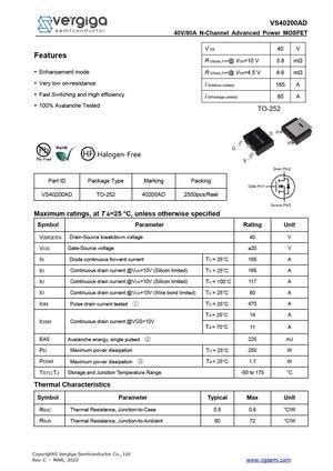 VS40200AD MOSFET Datasheet Pdf Equivalent Cross Reference Search