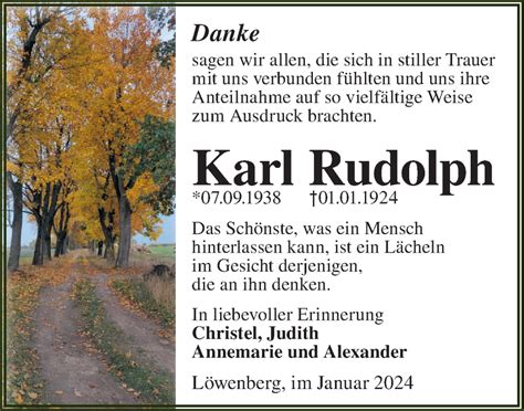 Traueranzeigen von Karl Rudolph Märkische Onlinezeitung Trauerportal