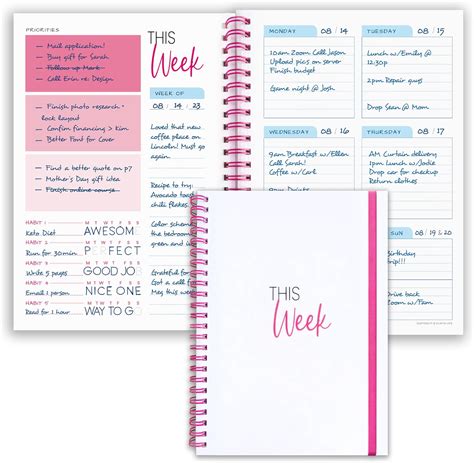 Amazon Weekly Planner Spiral Bound Notebook A Undated Planner