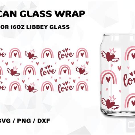 Doodle Hearts Libbey 16oz Can Glass Wrap Svg Valentines Etsy