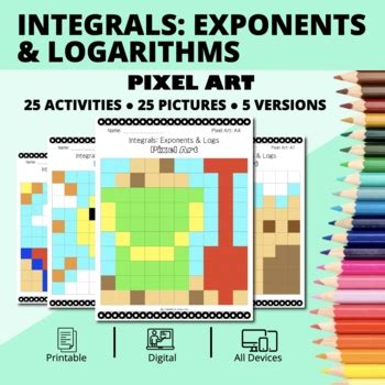 Summer Integrals Exponents And Logs Pixel Art Activity By Qwizy