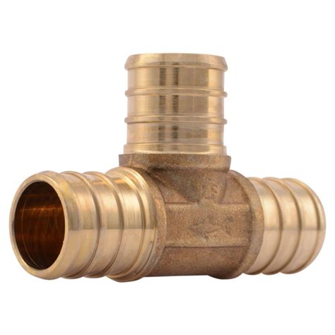 In Brass Pex Barb Tee Uc Lfa The Home Depot