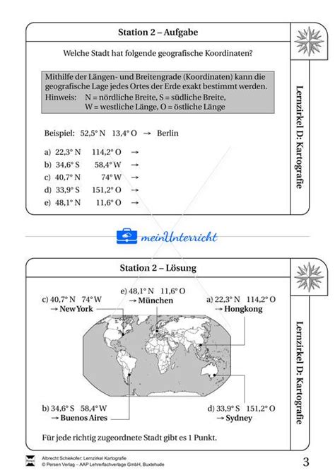 Lernzirkel Kartographie MeinUnterricht