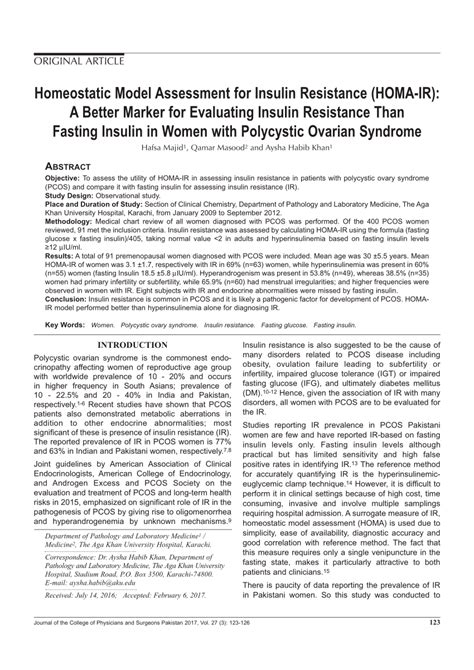 Pdf Homeostatic Model Assessment For Insulin Resistance Homa Ir A