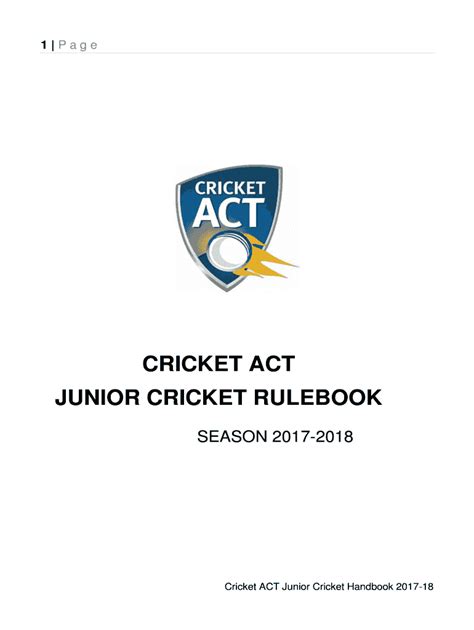 Fillable Online JUNIOR CRICKET RULEBOOK Fax Email Print PdfFiller