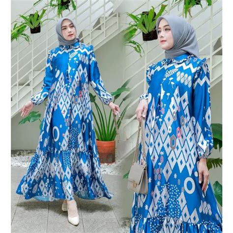 Jual Warna Warni Brand Sarimbit Baju Keluarga Silky Maxi Full Motif