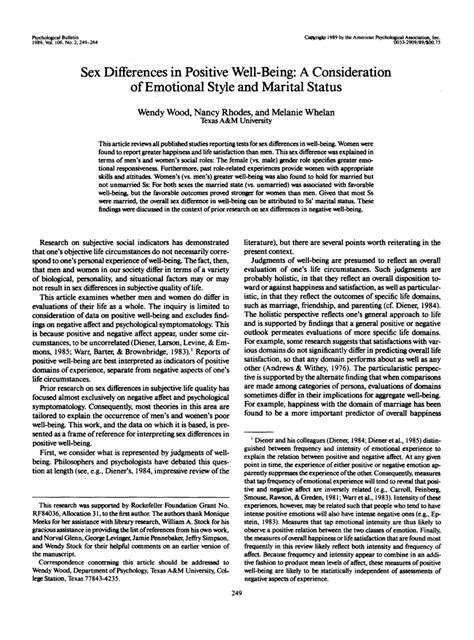 Pdf Sex Differences In Positive Well Being A Consideration Of Emotional Style And Marital Status