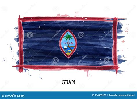 Realista Acuarela Pintura Bandera De Guam Vector Ilustración del