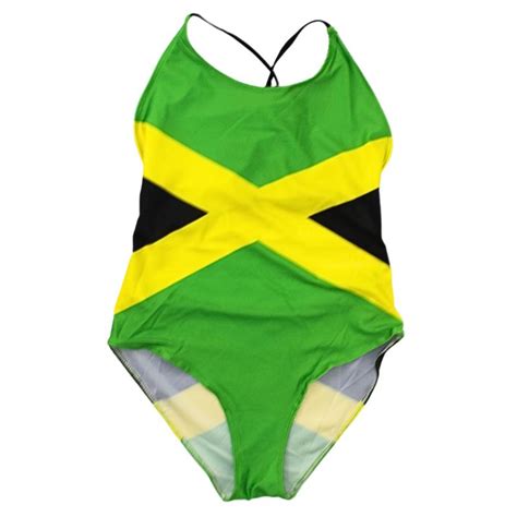 Ladies Jamaica Flag One Piece Swimsuit