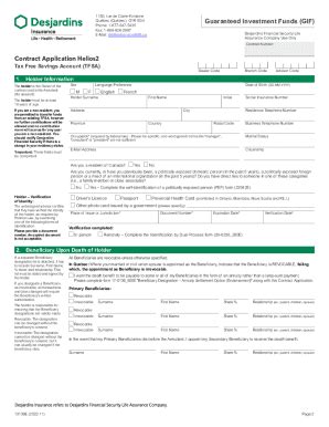 Fillable Online Helios2 Contract Application TFSA This Document Is