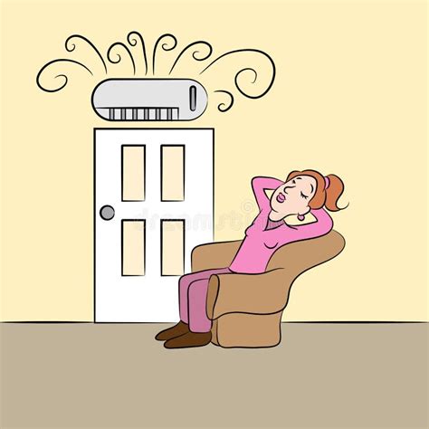 Ductless Air Conditioner Girl Stock Vector Illustration Of Cartoon