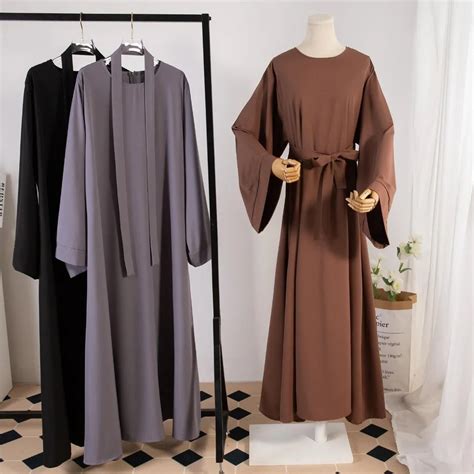 Abayas Musulmans Avec Ceinture Pour Femmes Kaftans Adt Robe De Pri Re