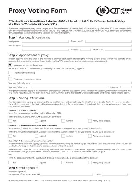 Fillable Online Proxy Voting Form Qtmb Au Fax Email Print PdfFiller