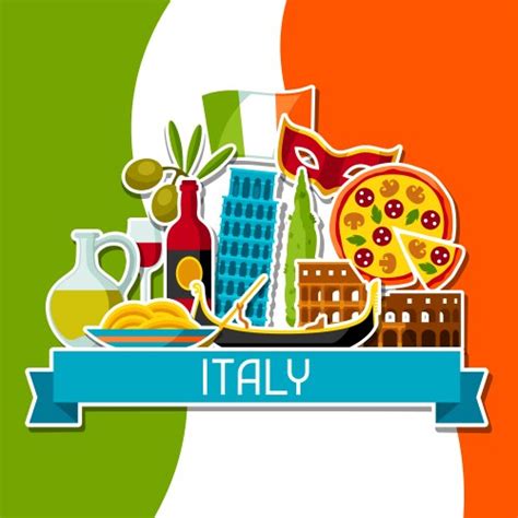 Italy Icons Set Italian Symbols And Objects Vector Image