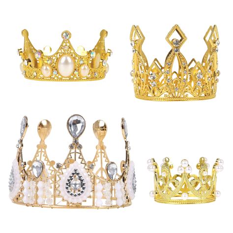 Buy 4 Pcs Crown Cake Topper Gold Crown Cake Topper Queen Tiara Pearl