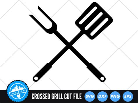 Bbq Grill Utensils Svg Crossed Grill And Spatula Svg Barbeque Svg