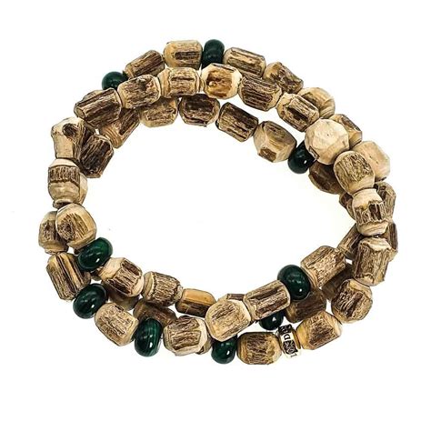 Designer Malachite And Tulsi Wood Bracelet For Men UK OMMO London