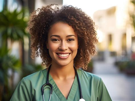 Retrato De Una Amigable Doctora En Ropa De Trabajo Con Estetoscopio En