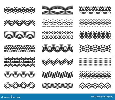 Zigzag And Wavy Line Pattern Set Stock Vector Illustration Of Design