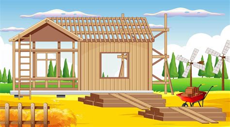 Cartoon scene of building construction site 7539992 Vector Art at Vecteezy