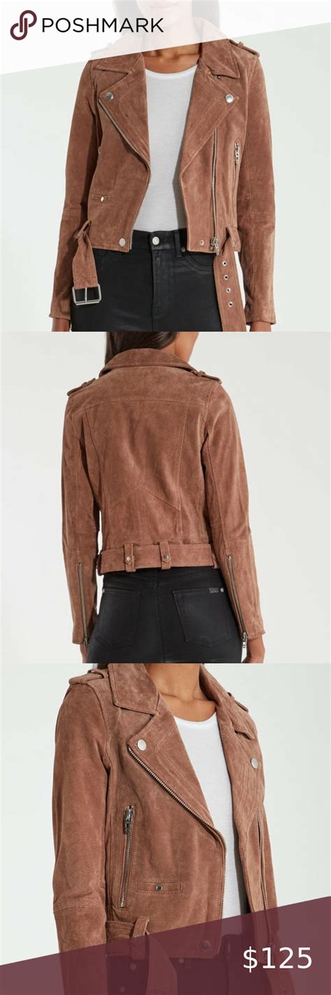 Nwt Blank Nyc Brown Suede Moto Jacket Leather Med Brown Suede Moto