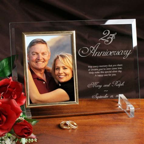 Personalized 25th Anniversary Beveled Glass Picture Frame Unique