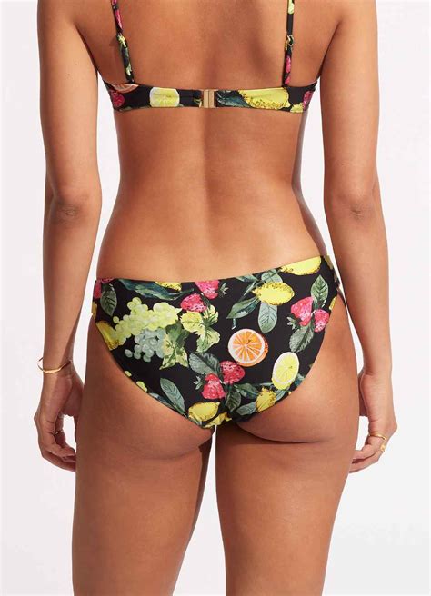 Seafolly Lemoncello Bustier Bandeau Bikini With Hipster Bottom Black