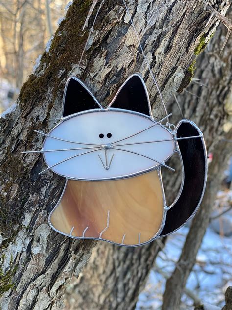 Stained Glass Adorable Calico Cat Sun Catcher Etsy