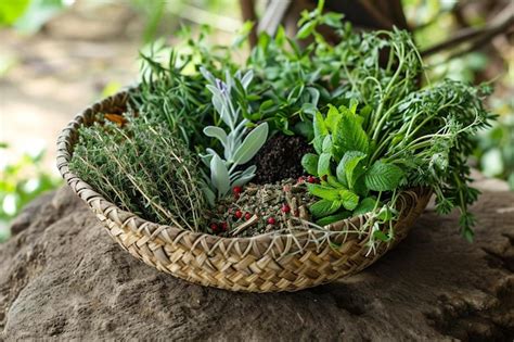 Una Canasta Llena De Muchos Tipos Diferentes De Plantas Foto Premium