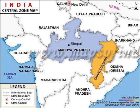 General Maps, Maps of India, central zone map of india, central India ...