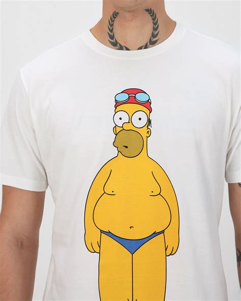 Camiseta Masculina Homer De Sunga Branca Fox The Simpsons Fanlab