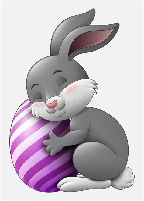 Cute Little Grey Happy Easter Bunny Stock Vector - Illustration of ...