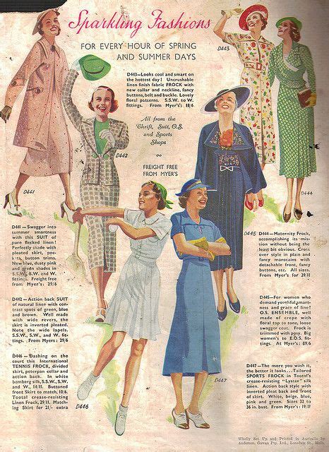 Myer Spring And Summer 1936 37 2 Vintage Fashion 1930s Womens Fashion Stores Retro Fashion