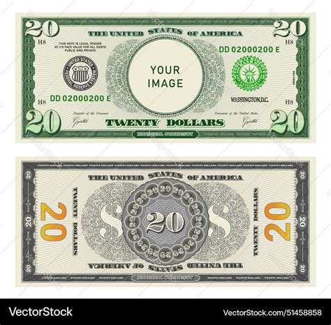 Highly detailed fictional beautiful 20 us dollars Vector Image