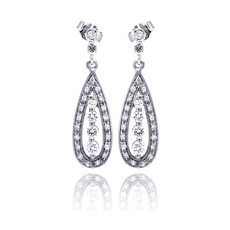 Sterling Silver Teardrop Cz Drop Earrings Sste00660